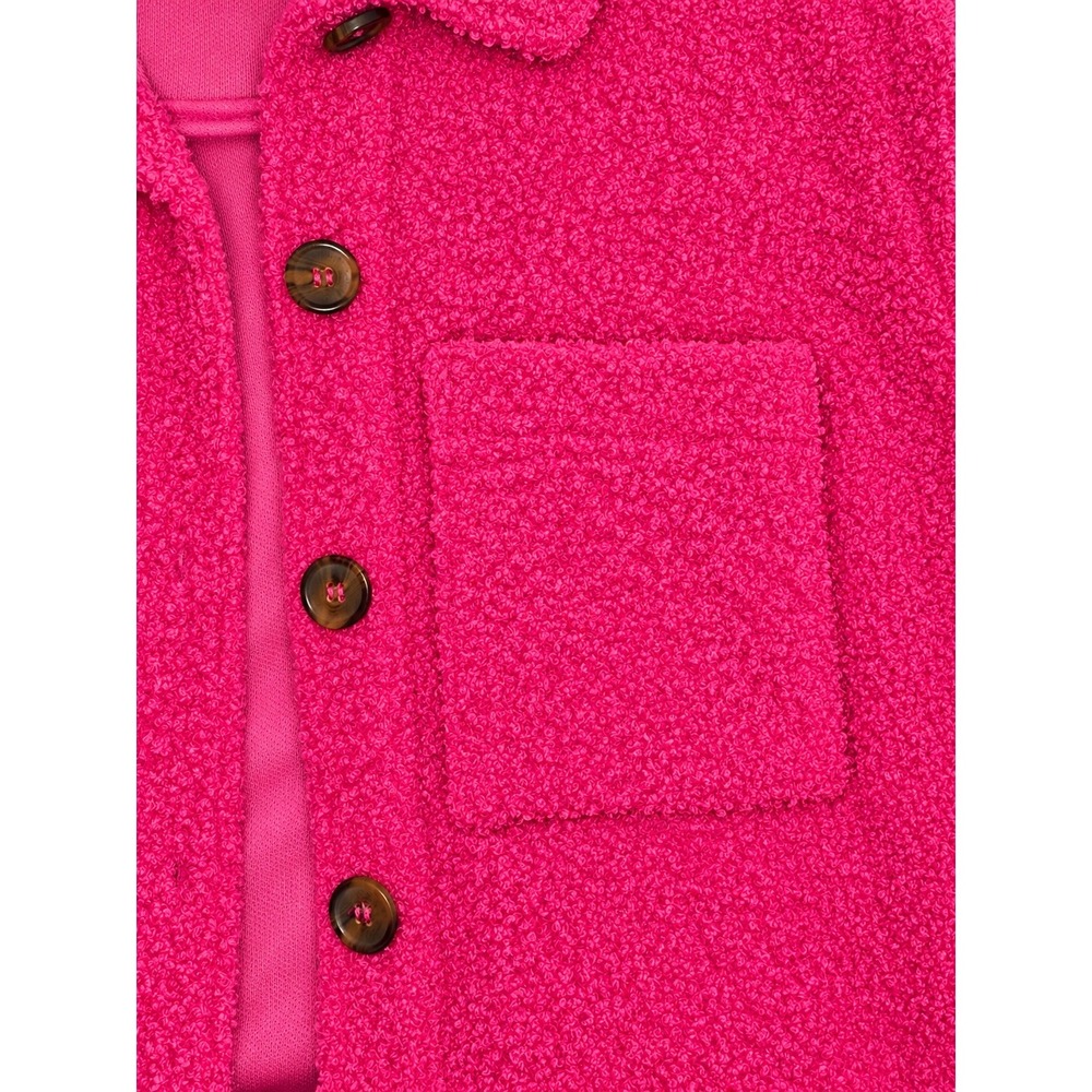 Les Amis Hot Pink Boucle Shacket Oversized Button Up Jacket Fuchsia M - Picture 3 of 6